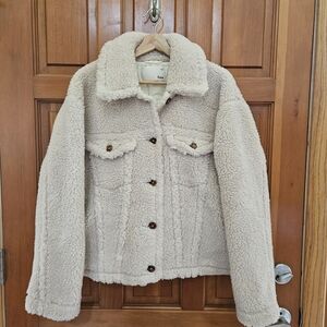 Aritzia Wilfred Free Sherpa Teddy Trucker Jacket Off White Size Large